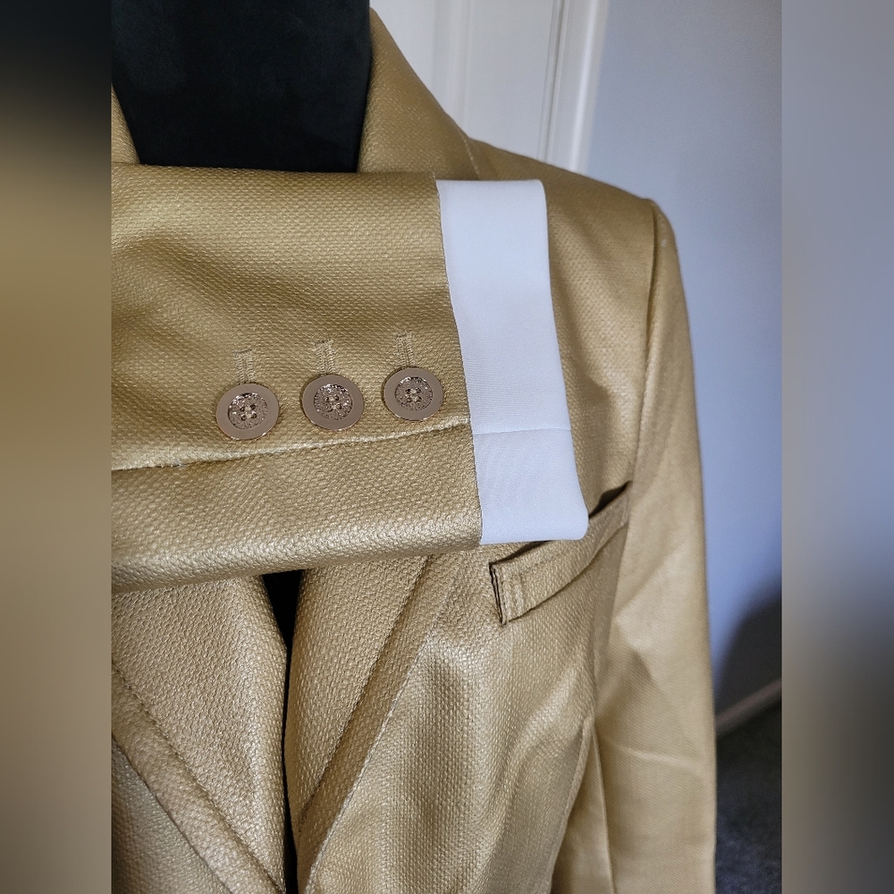ETCETERA Gold Women's Blazer With White Shirt Insert. Sz 6. NWT MSRP $475 - Picture 6 of 10